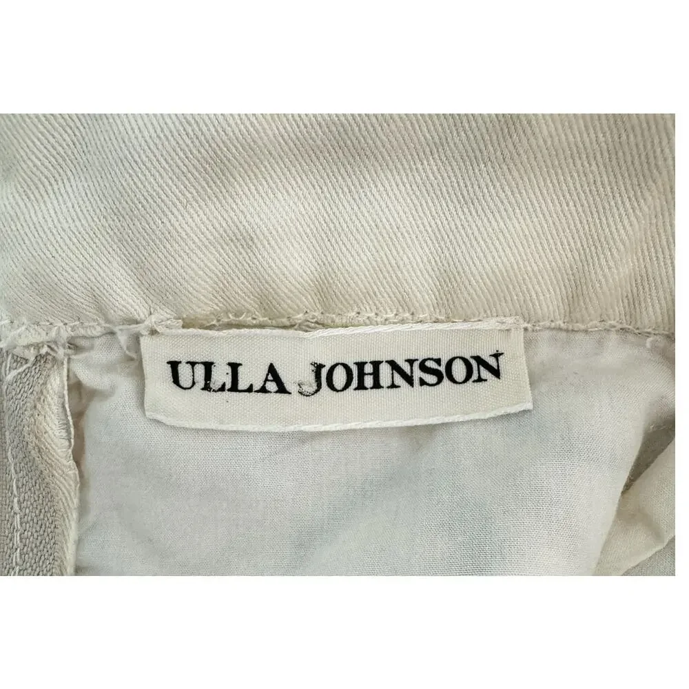 Ulla Johnson Adilah Beaded Embroidered Cotton Linen Mini Dress Ochre size 0